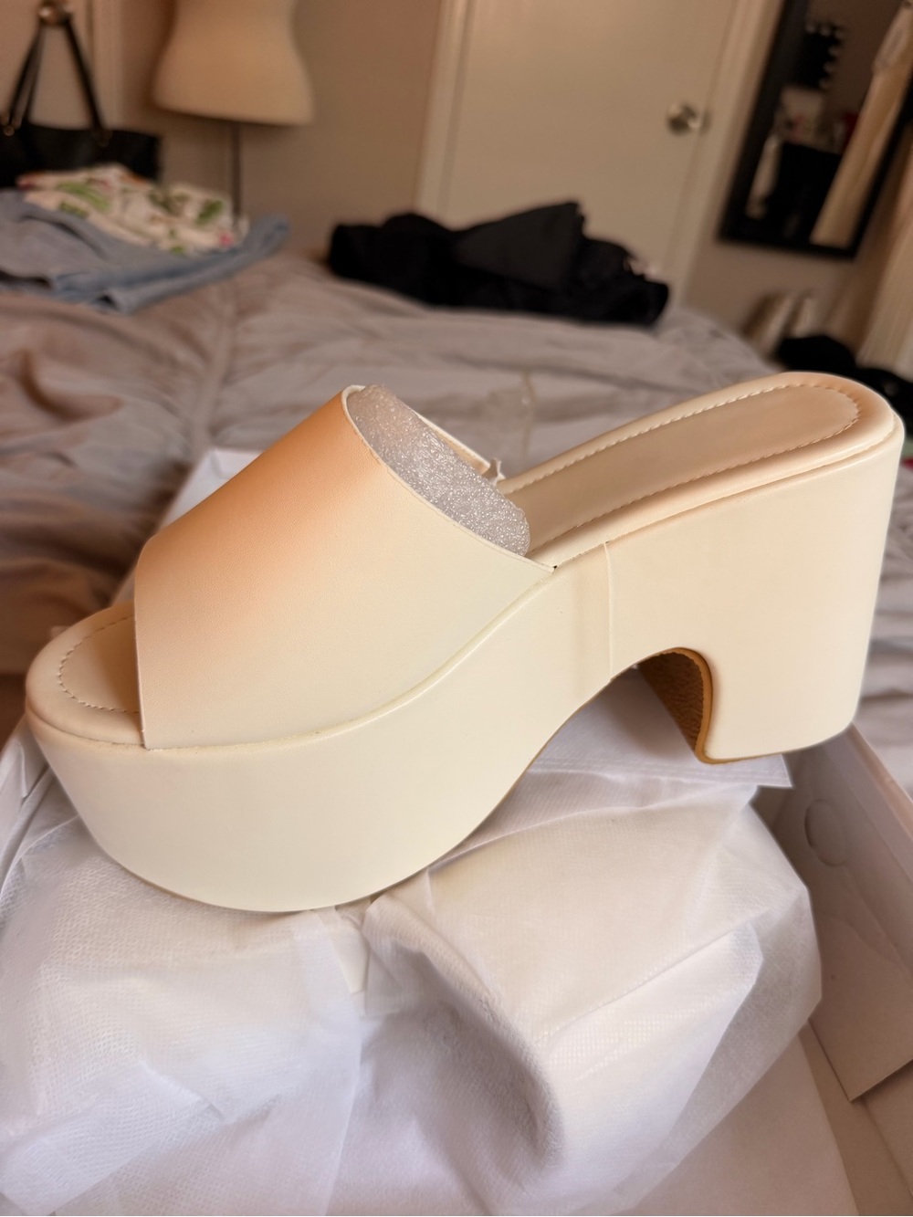 Platform Mule Sandal in Cream - Women's Slide Heels (BRAND NEW) (size 9)